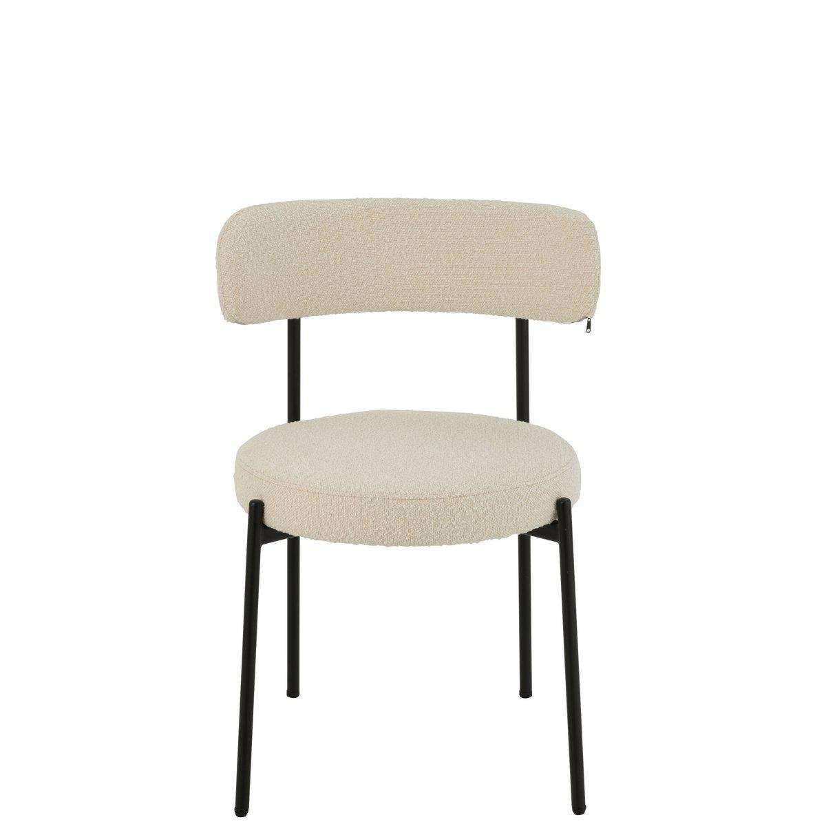 J-Line Stuhl Boucle Sperrholz/Polyester Weiß/Schwarz - HomeDesign Knaus