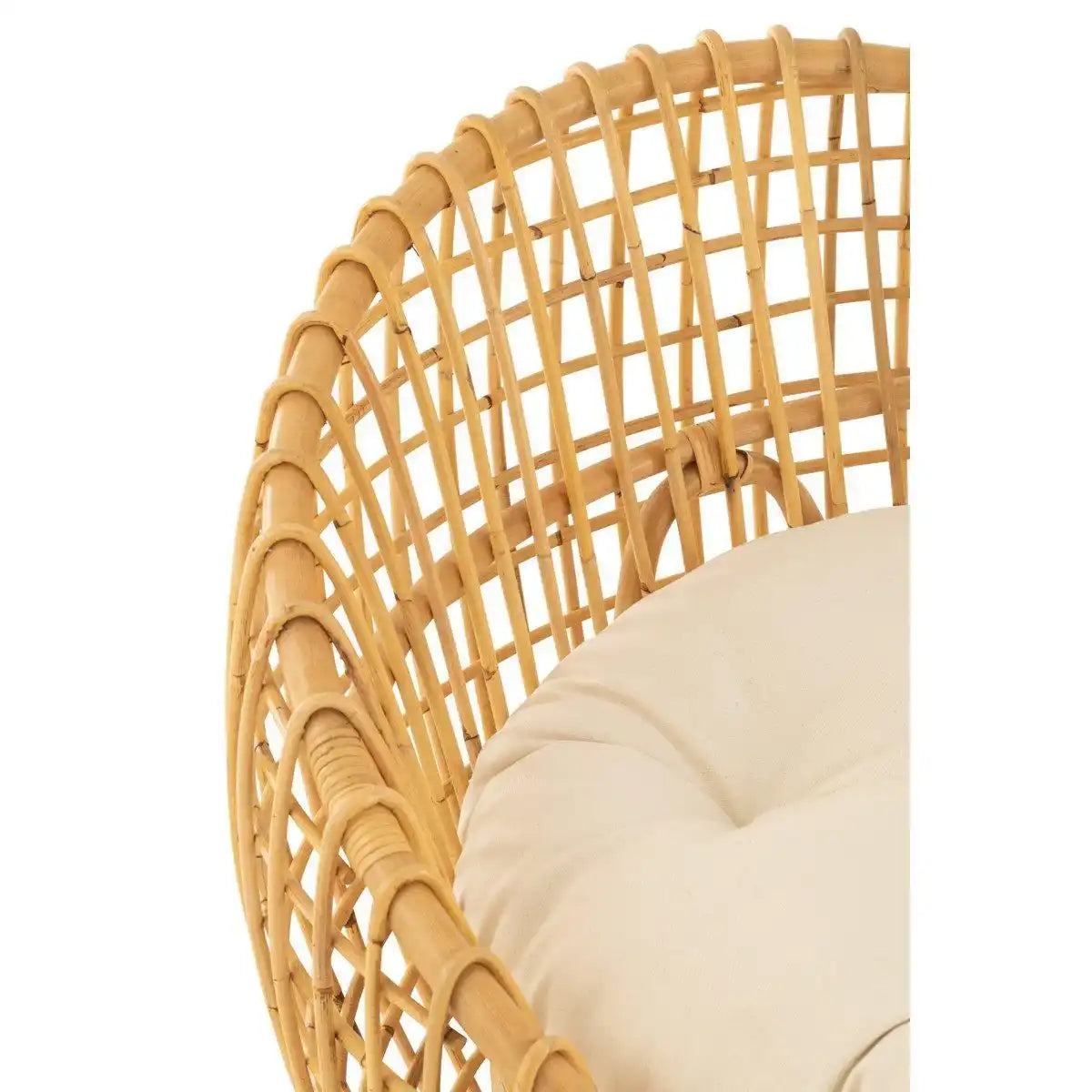 J-Line Stuhl Lise + Kissen 1 Person - Rattan/Textil - Natur/Weiß - HomeDesign Knaus