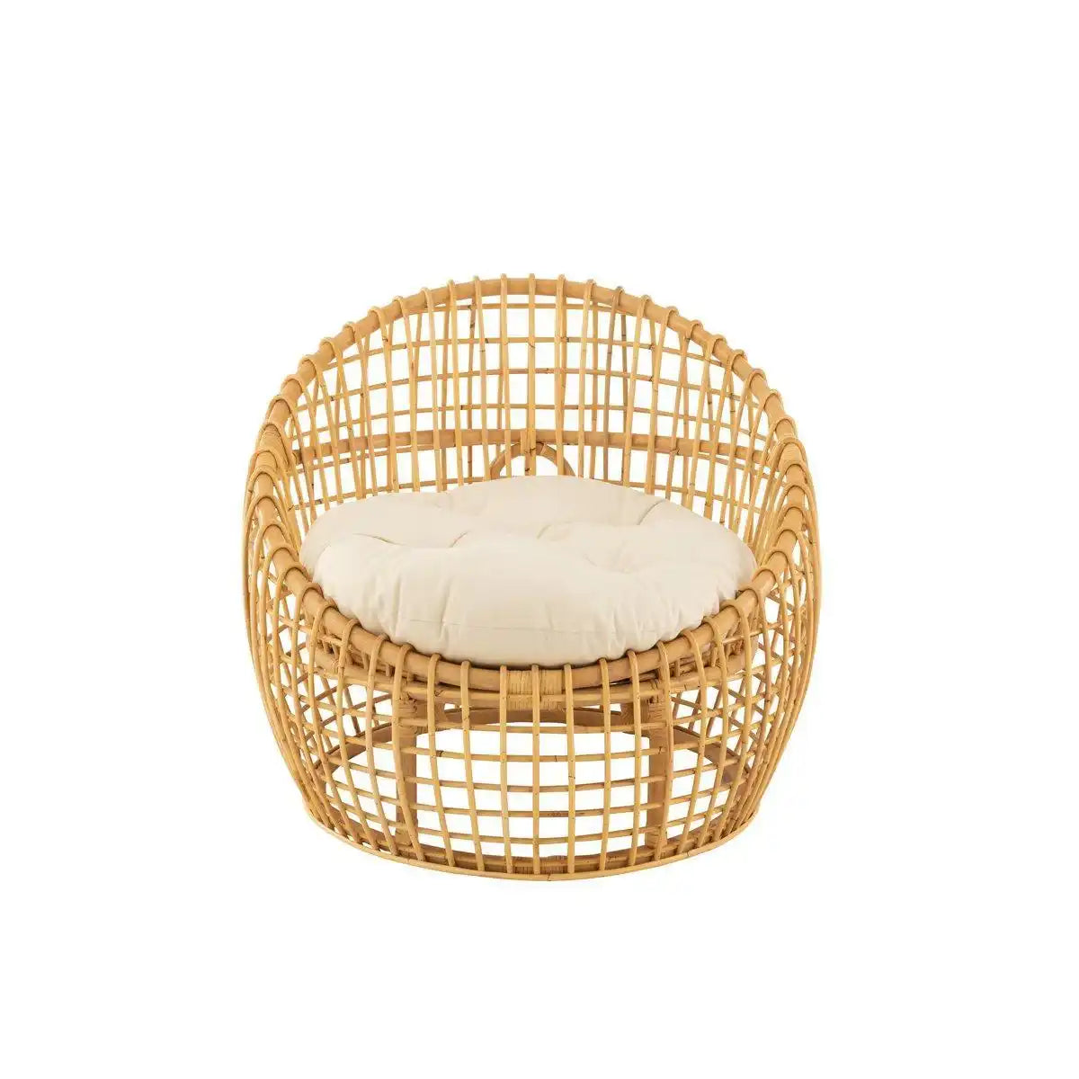 J-Line Stuhl Lise + Kissen 1 Person - Rattan/Textil - Natur/Weiß - HomeDesign Knaus