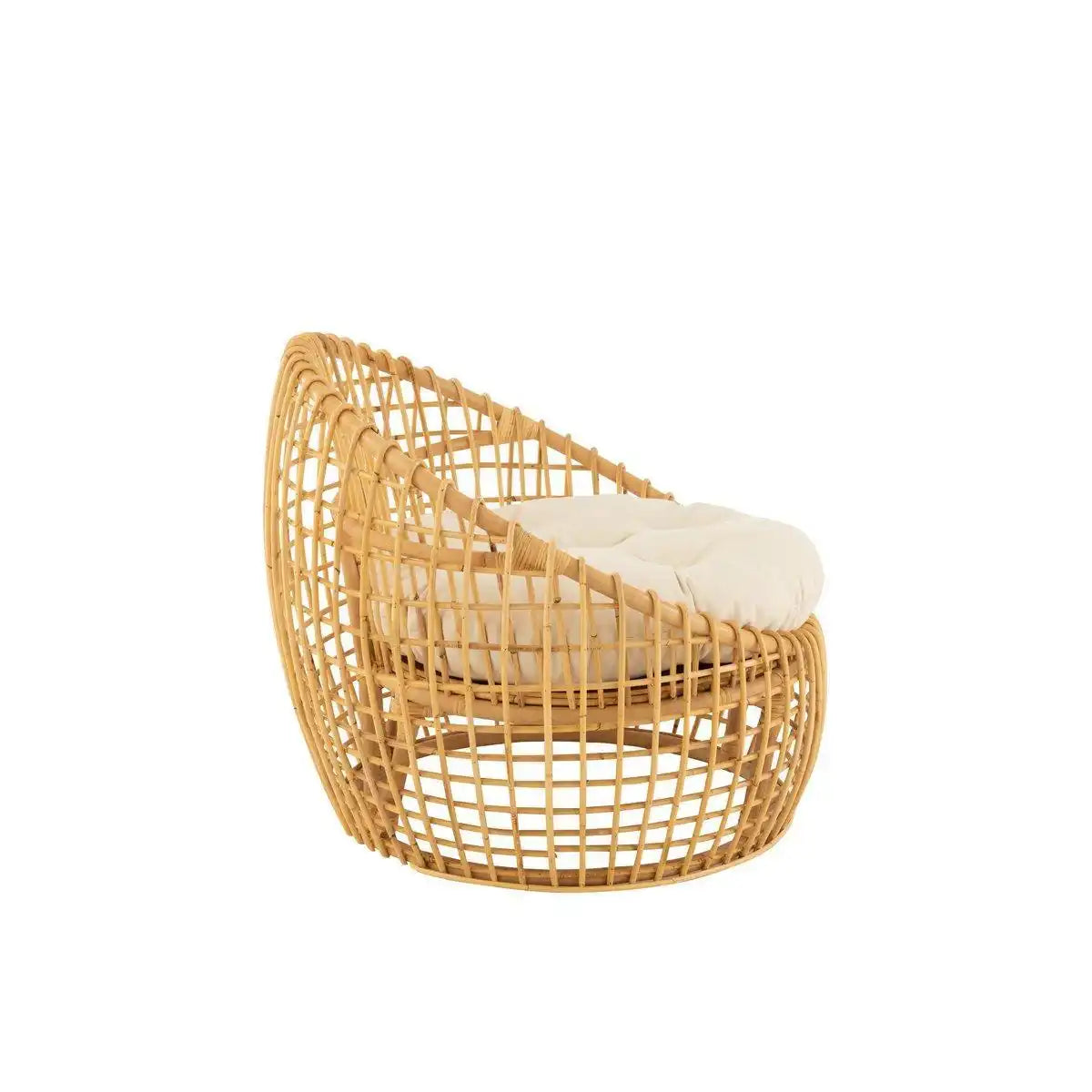J-Line Stuhl Lise + Kissen 1 Person - Rattan/Textil - Natur/Weiß - HomeDesign Knaus