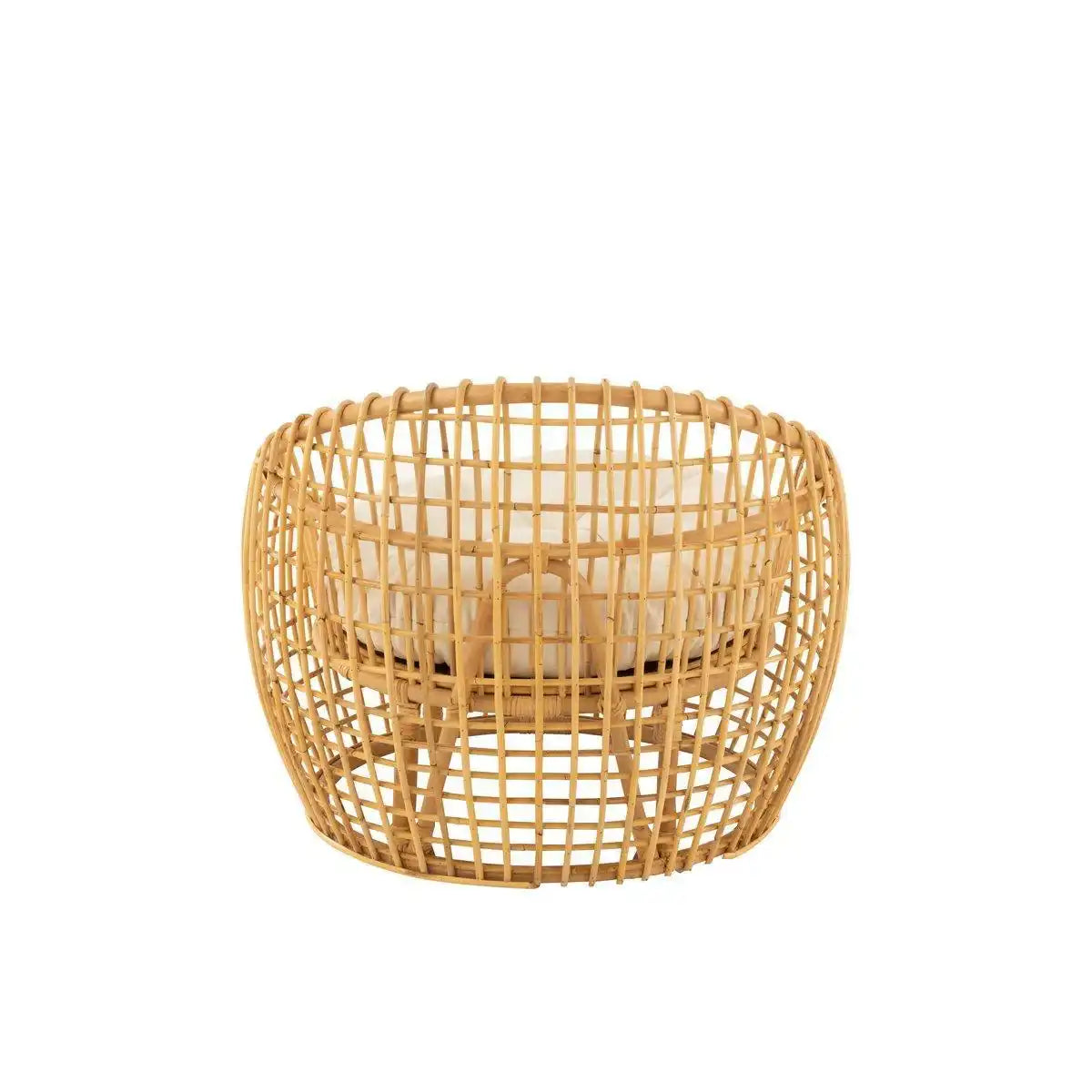 J-Line Stuhl Lise + Kissen 1 Person - Rattan/Textil - Natur/Weiß - HomeDesign Knaus
