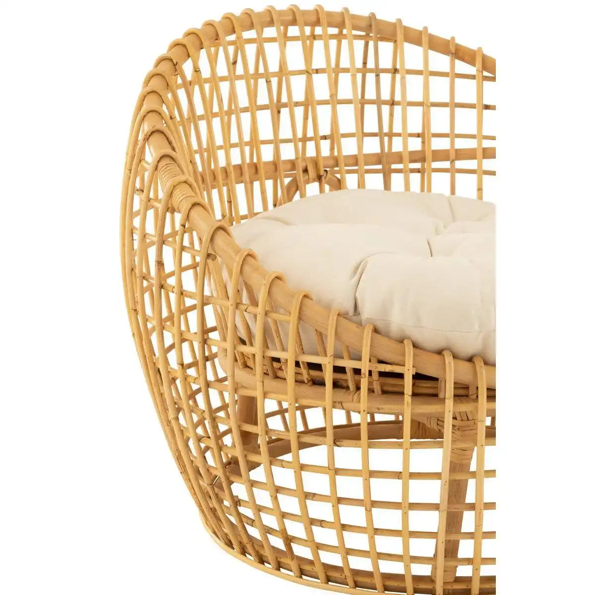 J-Line Stuhl Lise + Kissen 1 Person - Rattan/Textil - Natur/Weiß - HomeDesign Knaus