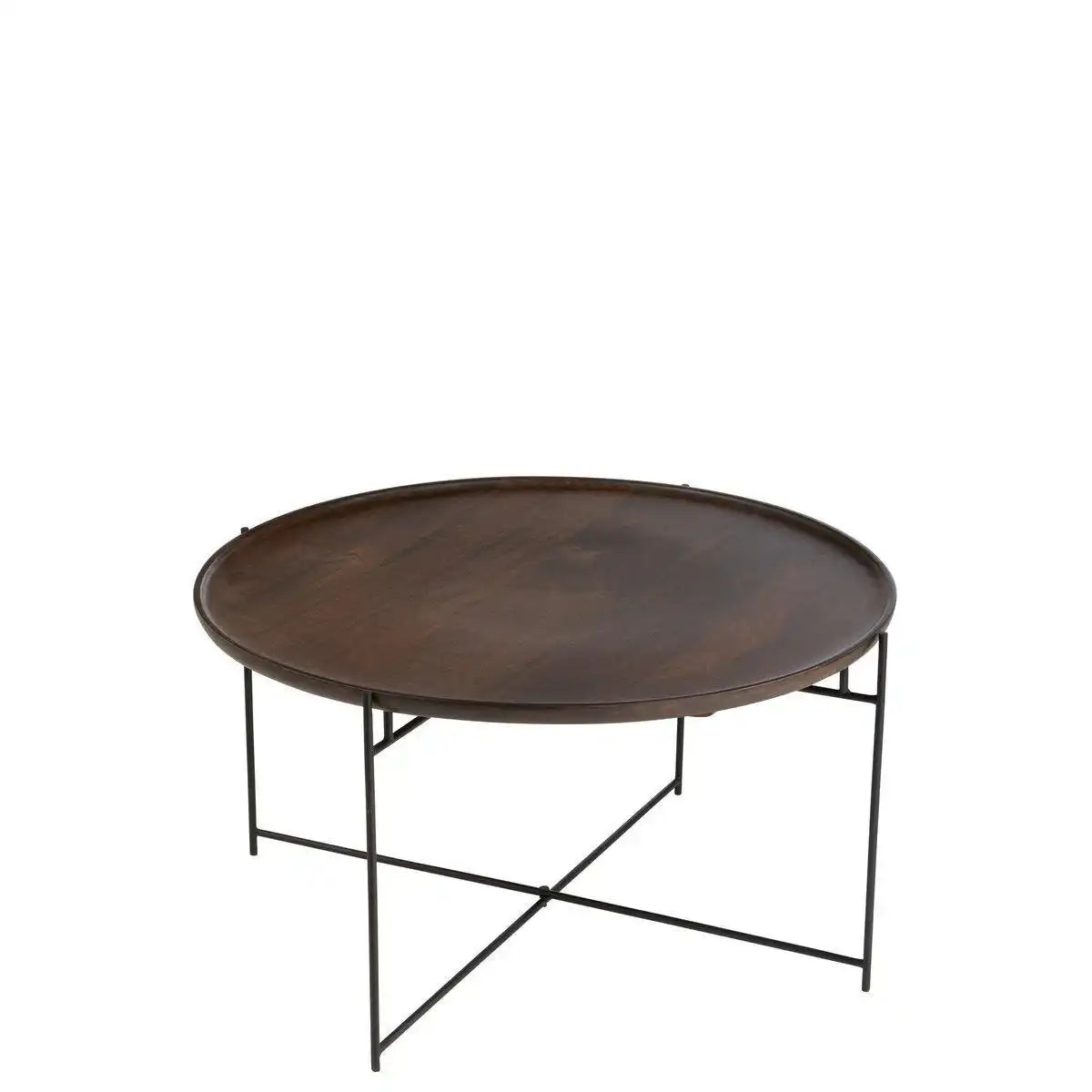 J-Line Tafel Rond Ijzer/Mangohout Bruin/Zwart - HomeDesign Knaus