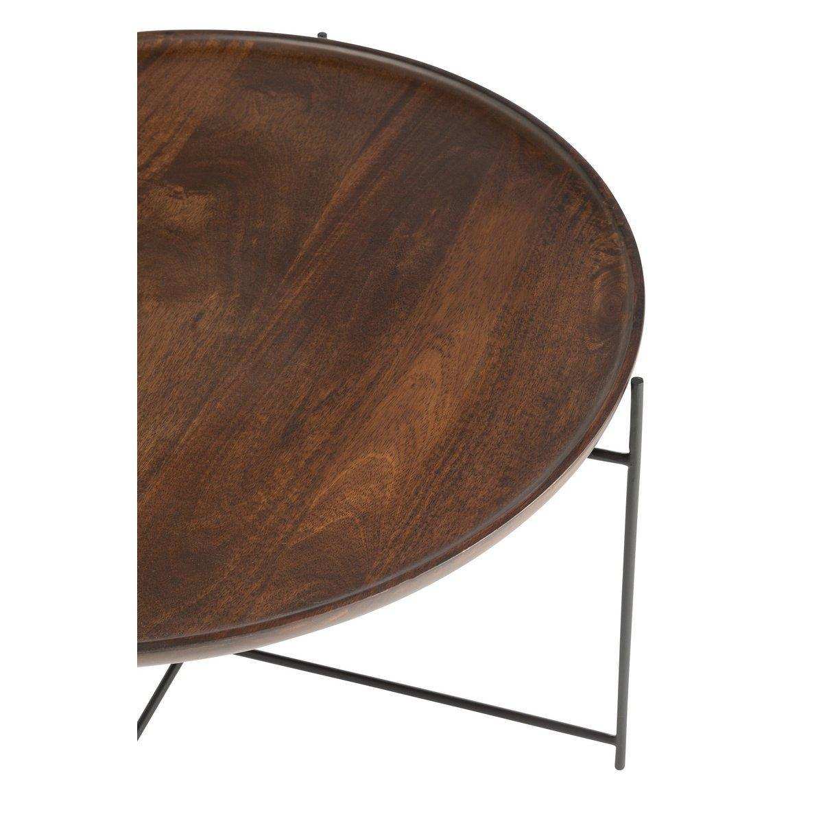 J-Line Tafel Rond Ijzer/Mangohout Bruin/Zwart - HomeDesign Knaus
