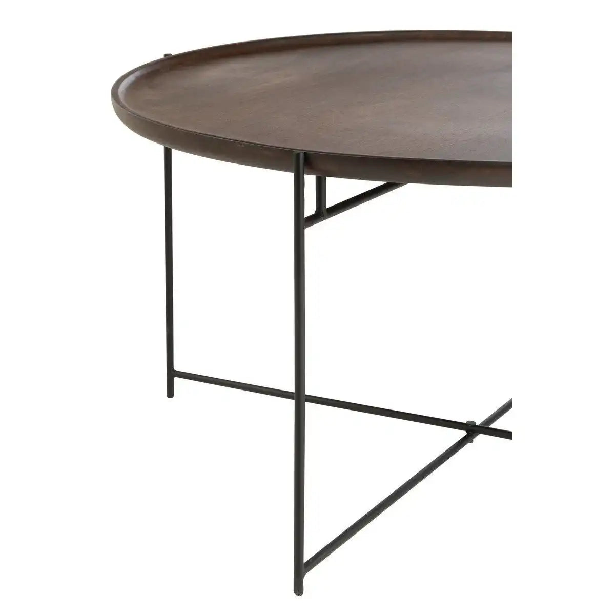 J-Line Tafel Rond Ijzer/Mangohout Bruin/Zwart - HomeDesign Knaus
