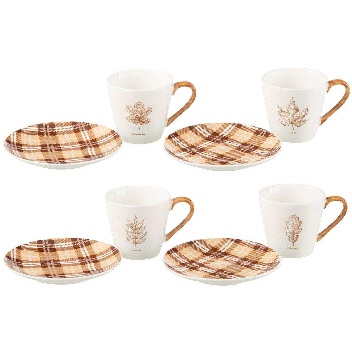 J-Line Tasche + Untertasse Tablett - Geschenkbox - Keramik - Braun - L - - HomeDesign Knaus