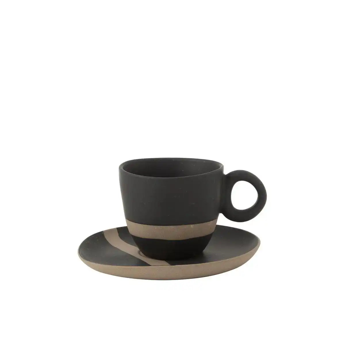 J-Line Tasse+Schale Keramik Schwarz/Taupe - HomeDesign Knaus