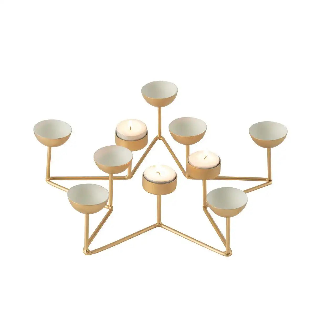 J-Line Teelicht Stern Metall Weiß/Gold - HomeDesign Knaus