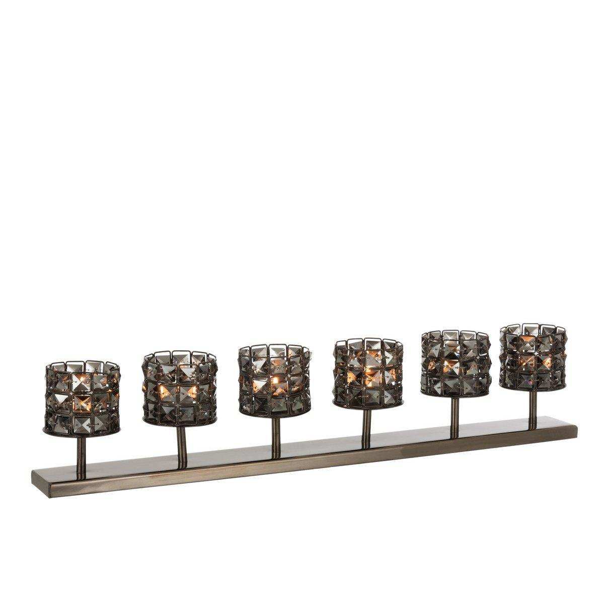 J-Line Teelichthalter 6 Kristall – Stahl – Grau - HomeDesign Knaus