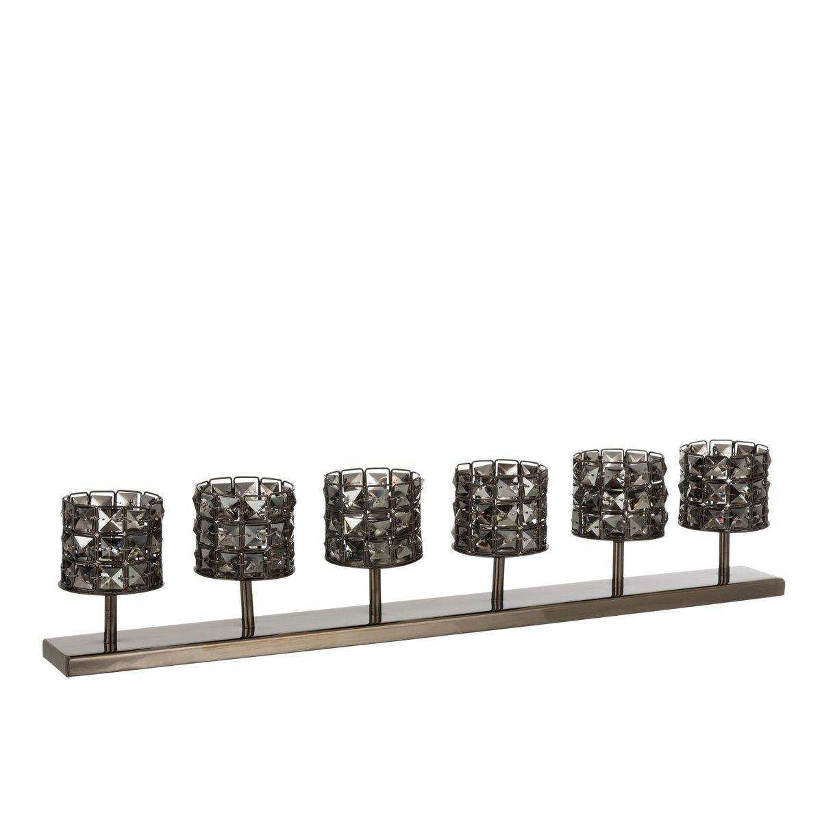 J-Line Teelichthalter 6 Kristall – Stahl – Grau - HomeDesign Knaus
