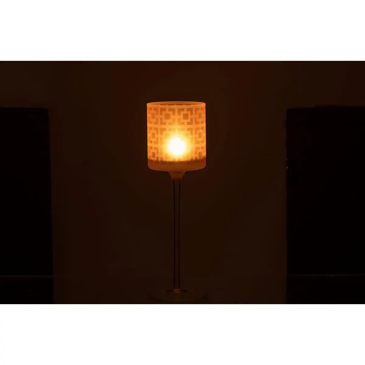 J-Line Teelichthalter auf Fuß – Glas – Beige – groß - HomeDesign Knaus