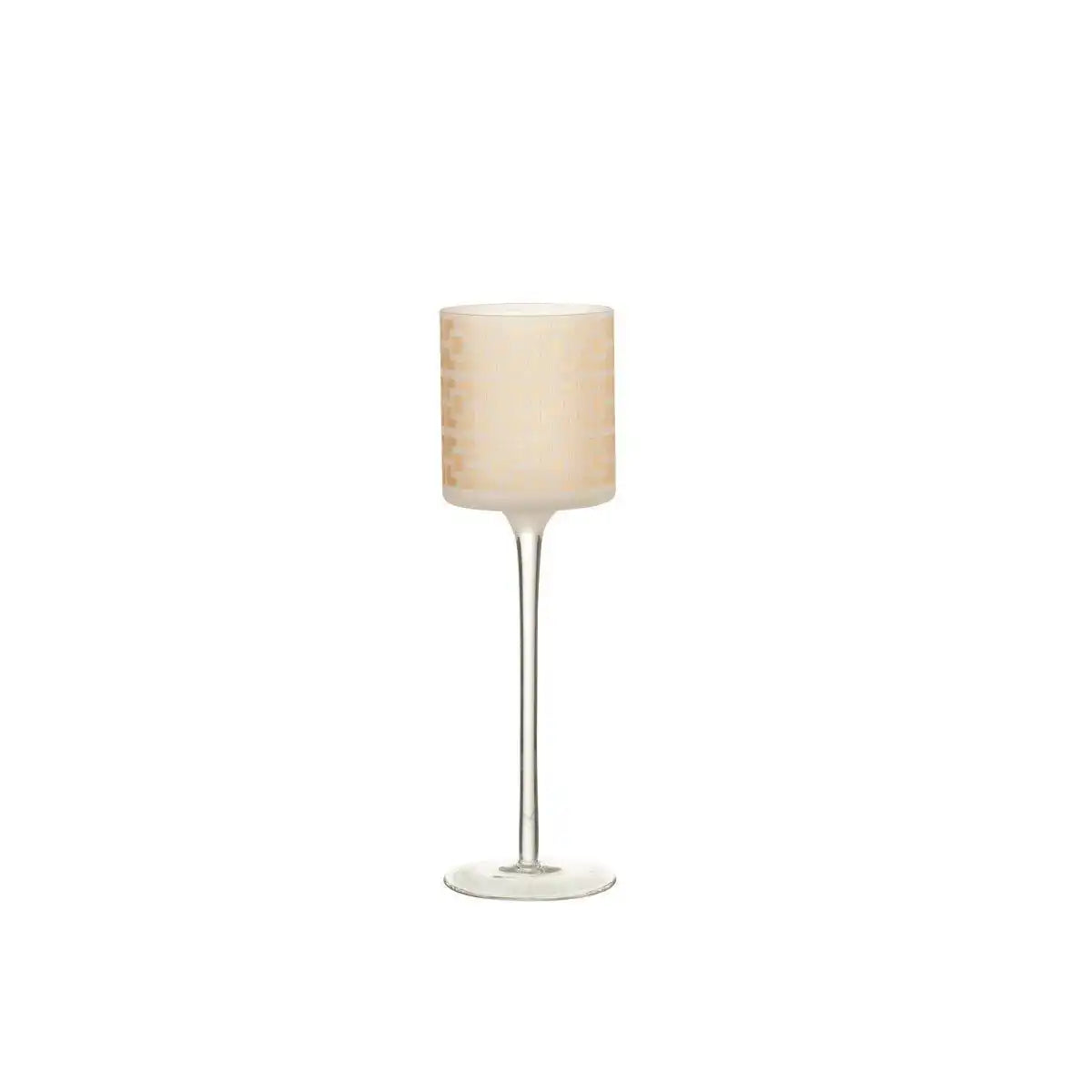 J-Line Teelichthalter auf Fuß – Glas – Beige – groß - HomeDesign Knaus