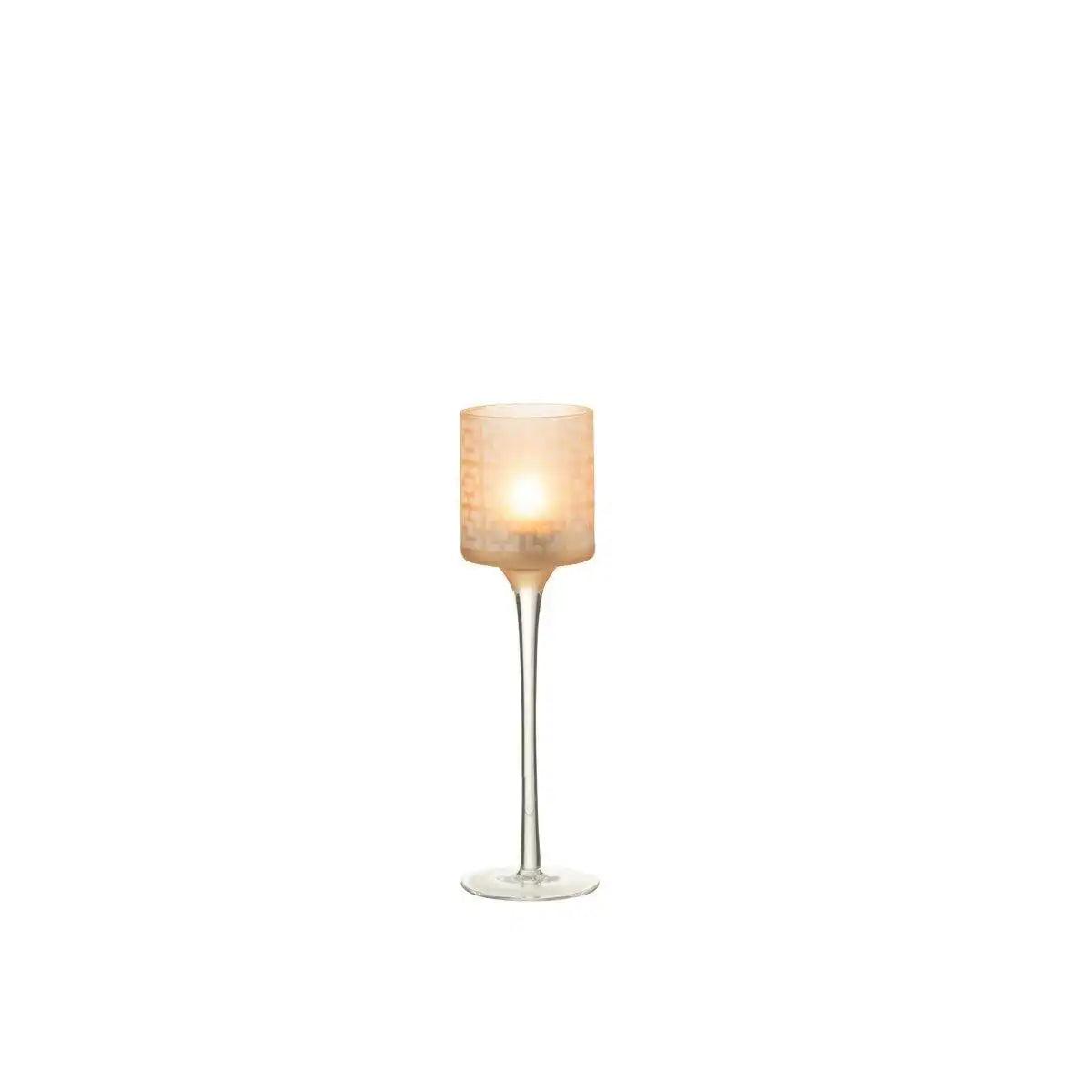 J-Line Teelichthalter auf Fuß - Glas - Beige - klein - HomeDesign Knaus