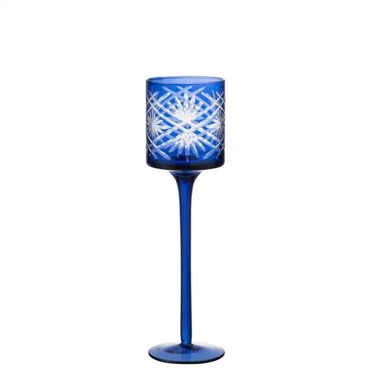 J-Line Teelichthalter auf Fuß Santorini – Glas – Blau – klein - HomeDesign Knaus