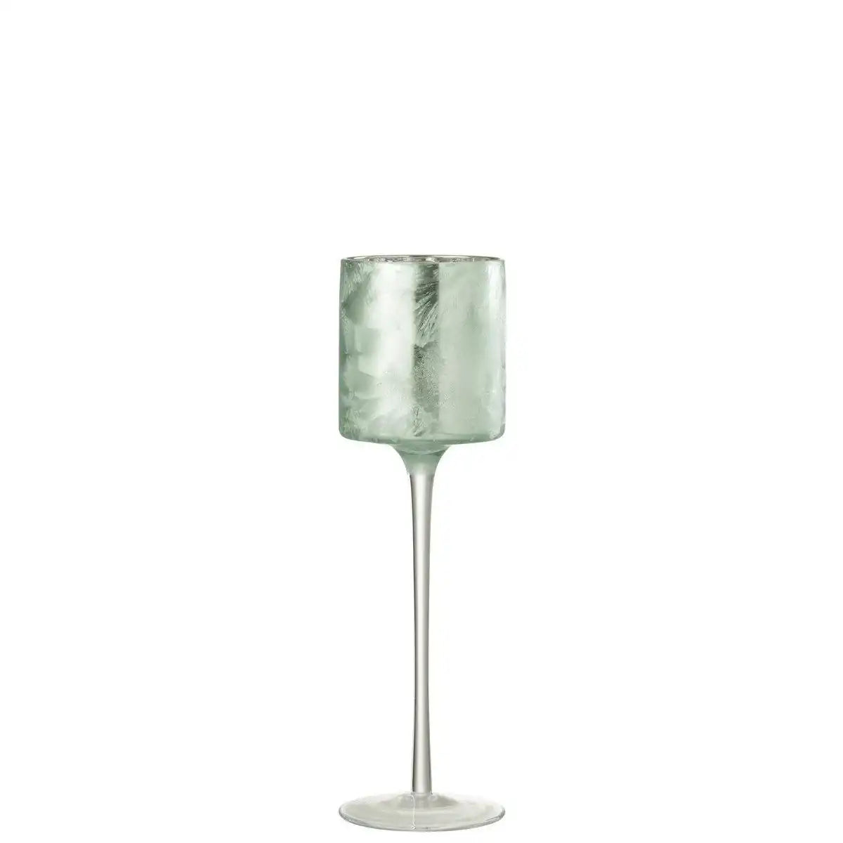 J-Line Teelichthalter Baum auf Fuß Glas Grün/Silber Groß - HomeDesign Knaus