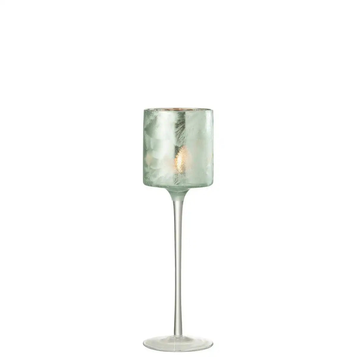 J-Line Teelichthalter Baum auf Fuß Glas Grün/Silber Groß - HomeDesign Knaus