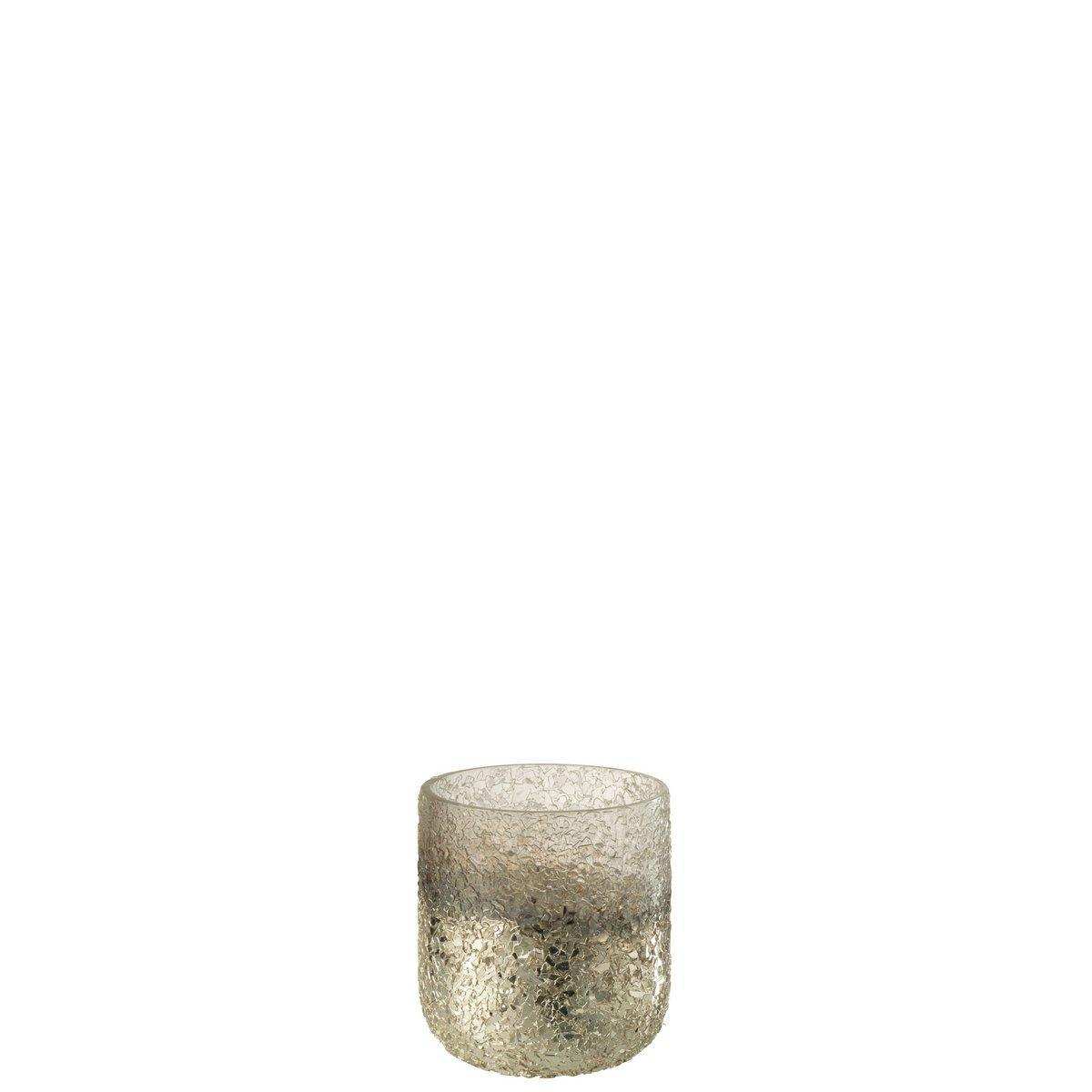 J-Line Teelichthalter Broken - Glas - Silber - extra klein - HomeDesign Knaus