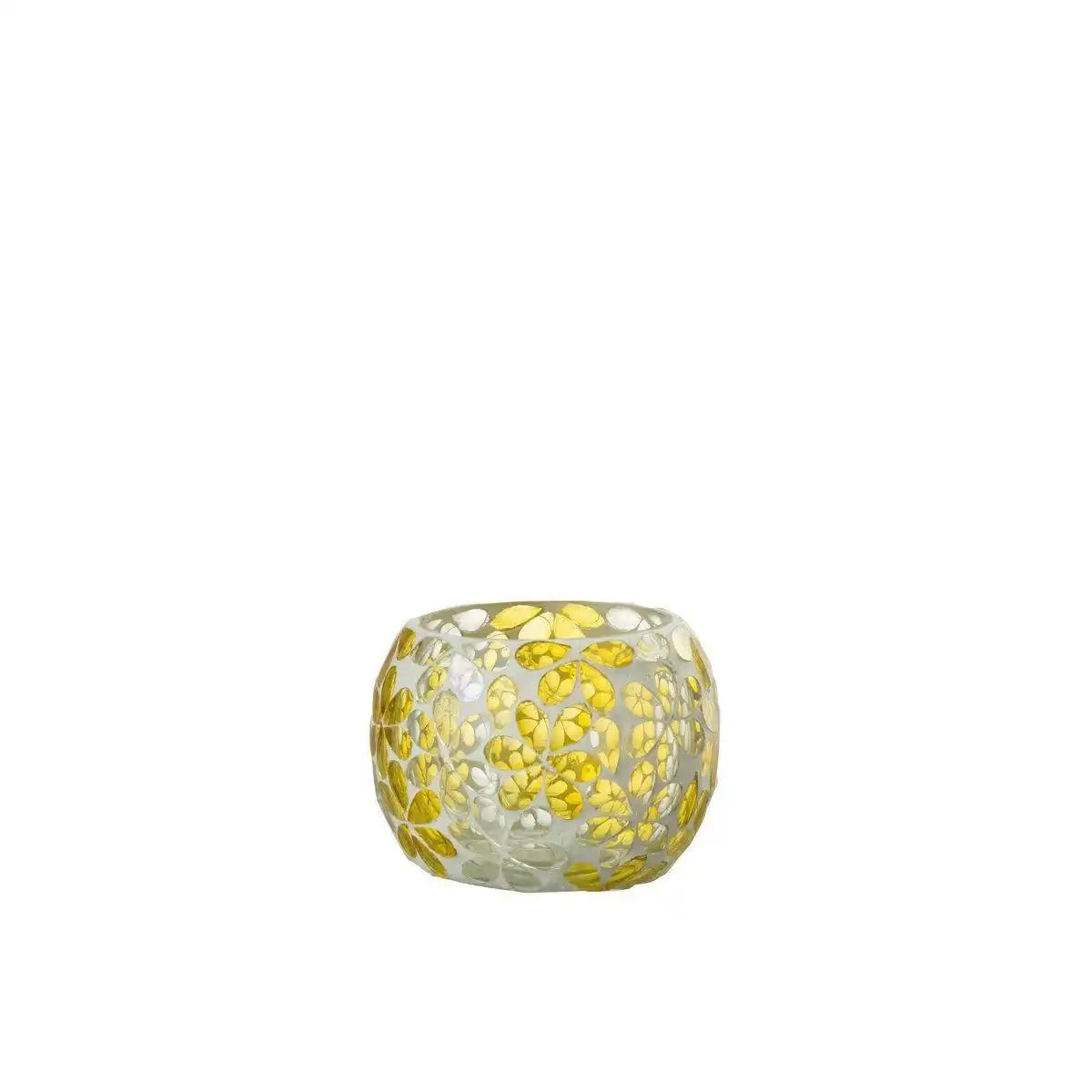 J-Line Teelichthalter Flowers - Glas - Gelb/Silber - klein - - HomeDesign Knaus