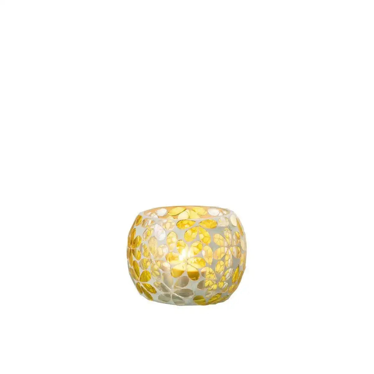 J-Line Teelichthalter Flowers - Glas - Gelb/Silber - klein - - HomeDesign Knaus
