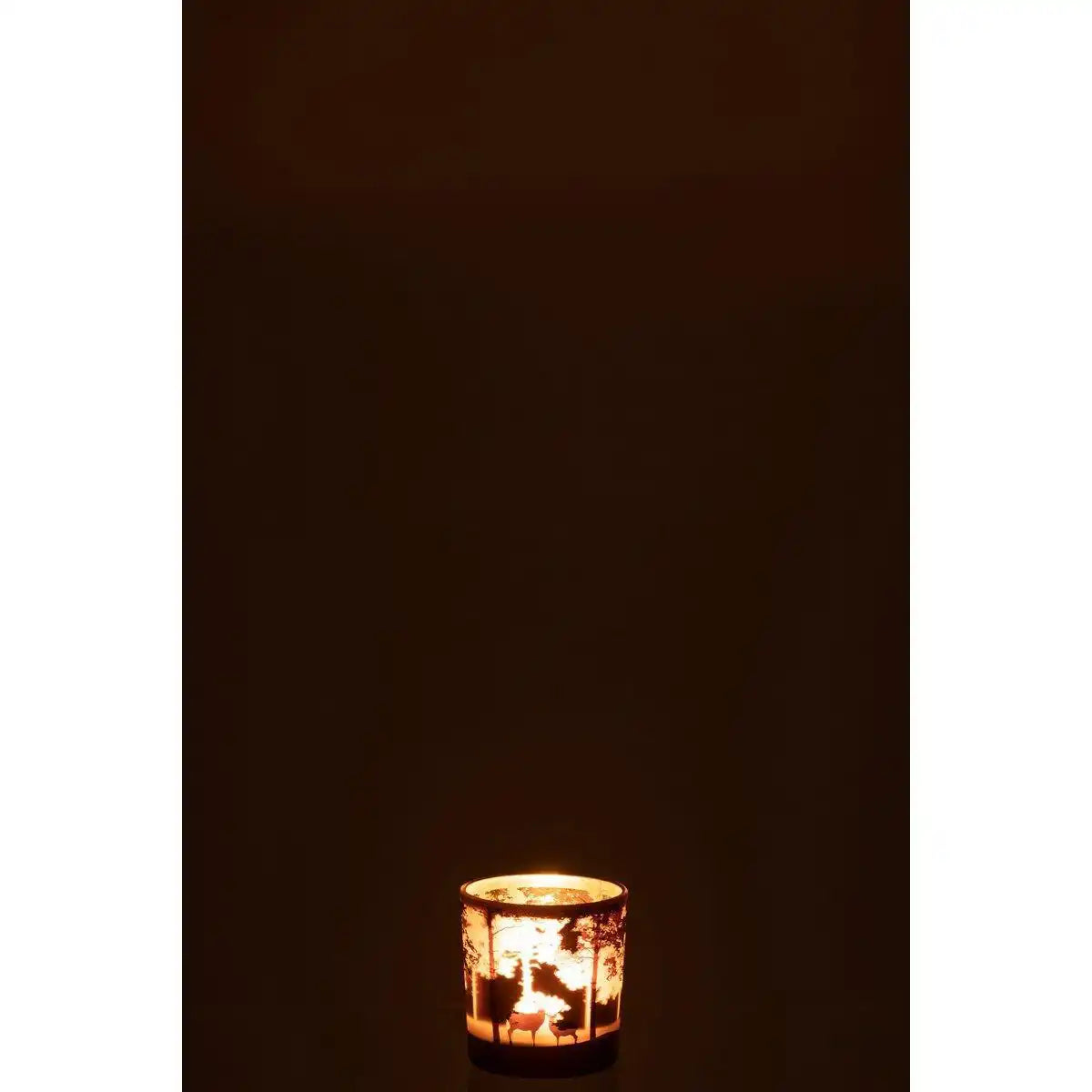 J-Line Teelichthalter Forest Deer Glas Grau Klein - HomeDesign Knaus