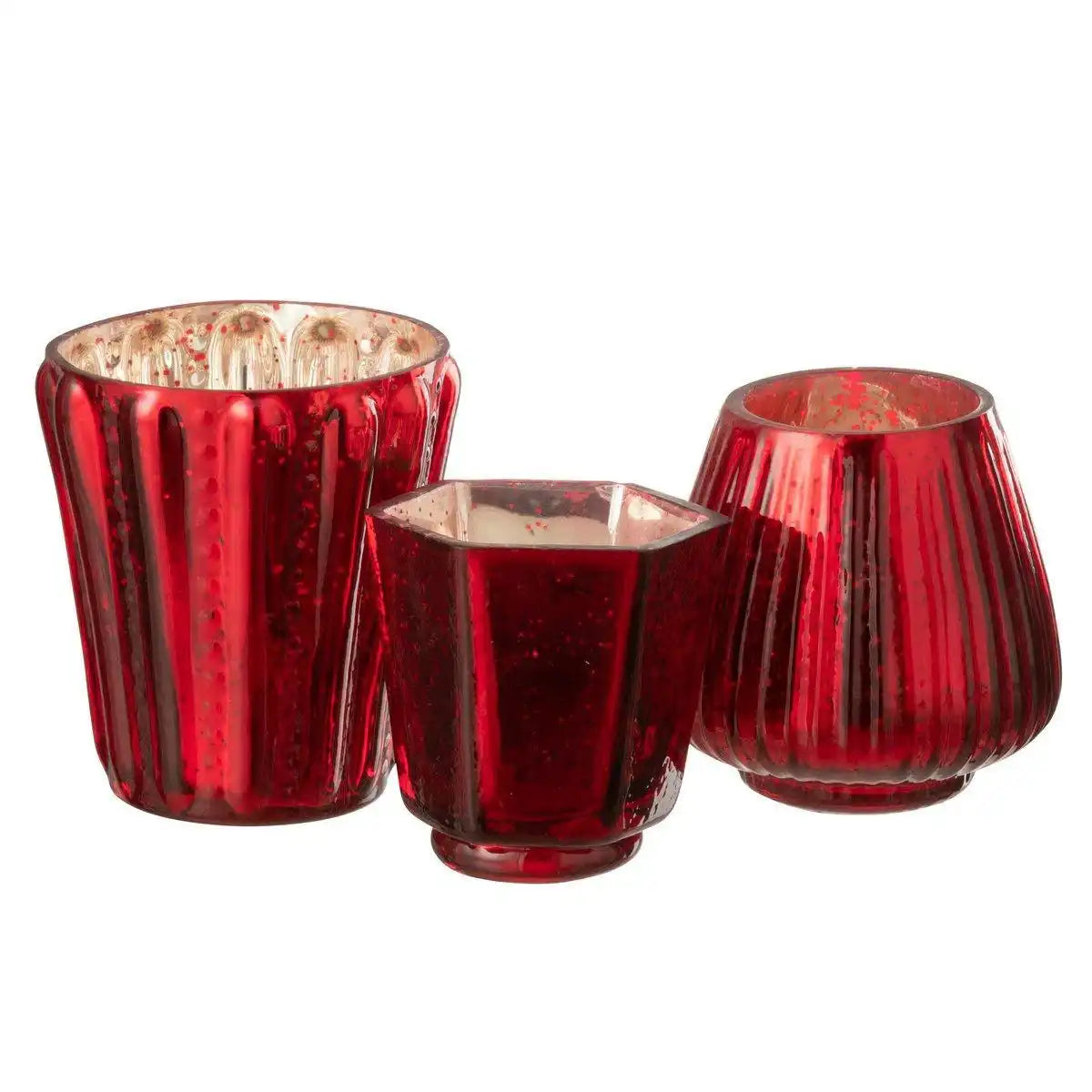 J-Line Teelichthalter - Glas - Rot - - HomeDesign Knaus