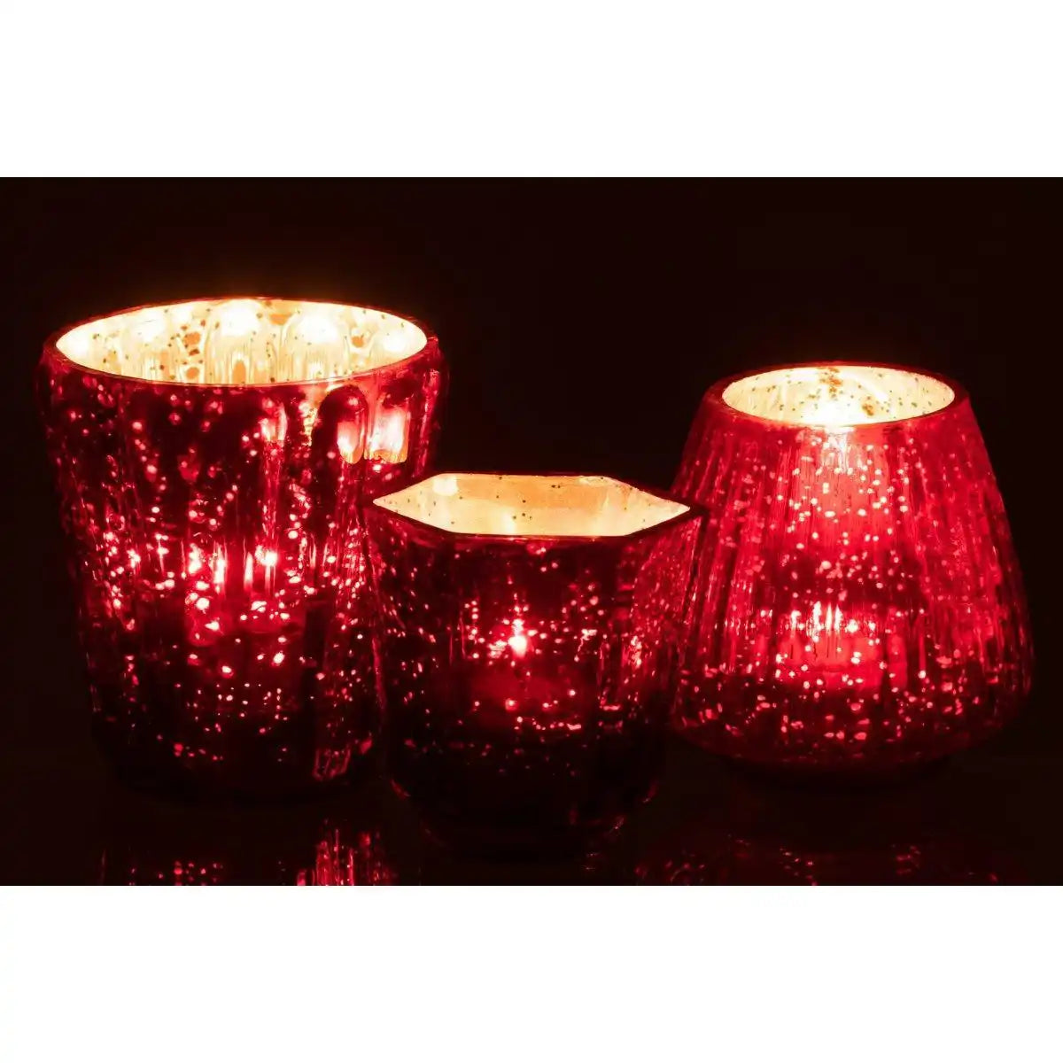 J-Line Teelichthalter - Glas - Rot - - HomeDesign Knaus