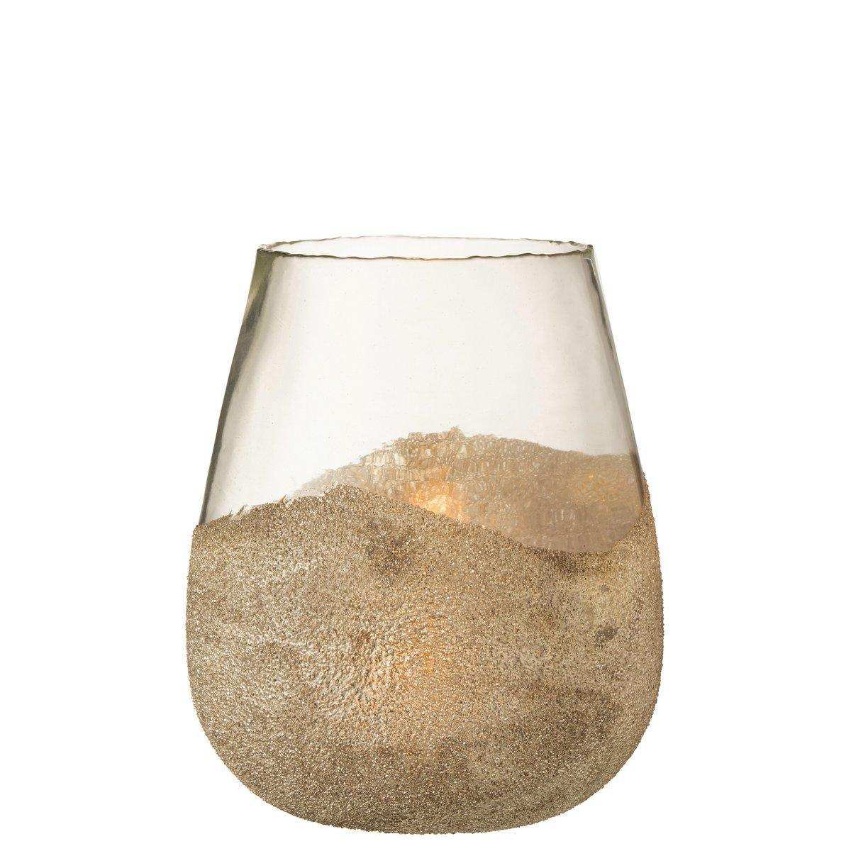 J-Line Teelichthalter Half Pearls Round – Glas – Gold – groß - HomeDesign Knaus