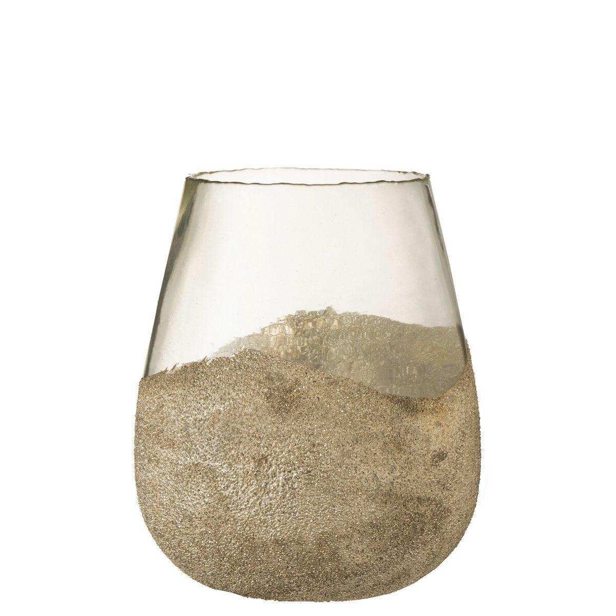 J-Line Teelichthalter Half Pearls Round – Glas – Gold – groß - HomeDesign Knaus
