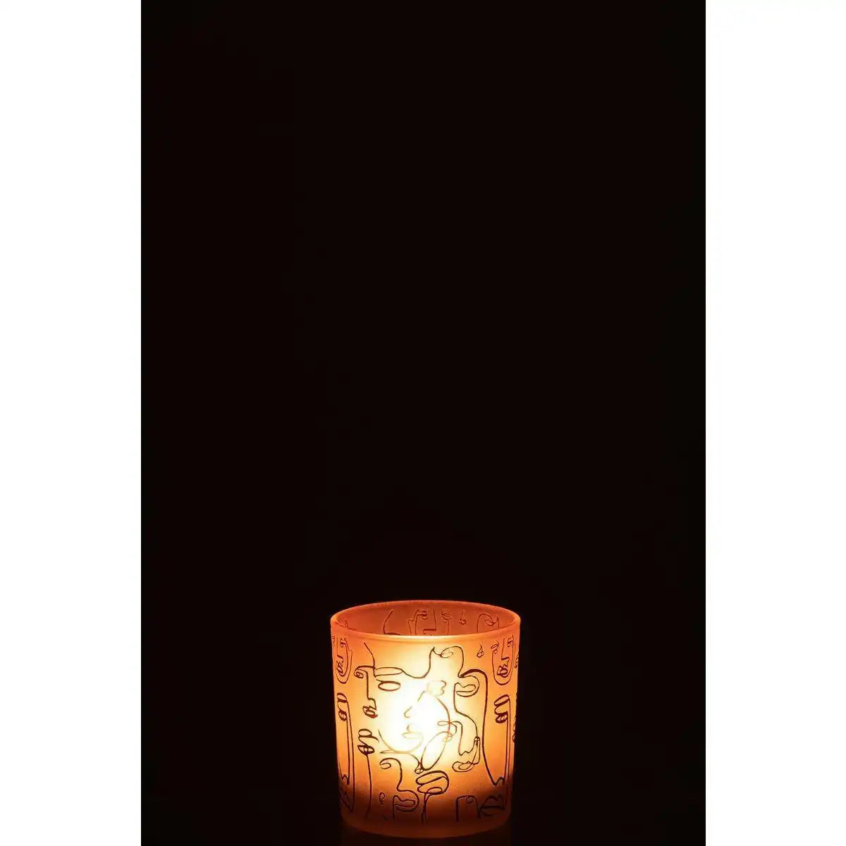 J-Line Teelichthalter Happy Faces - Glas - Rot - Klein - - HomeDesign Knaus