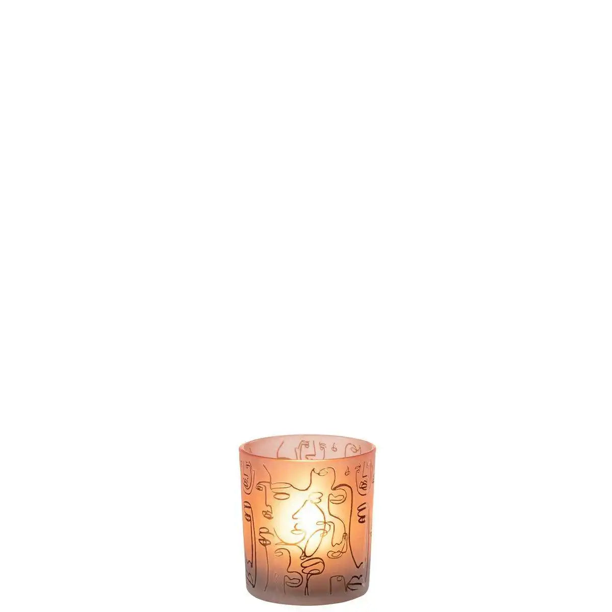 J-Line Teelichthalter Happy Faces - Glas - Rot - Klein - - HomeDesign Knaus