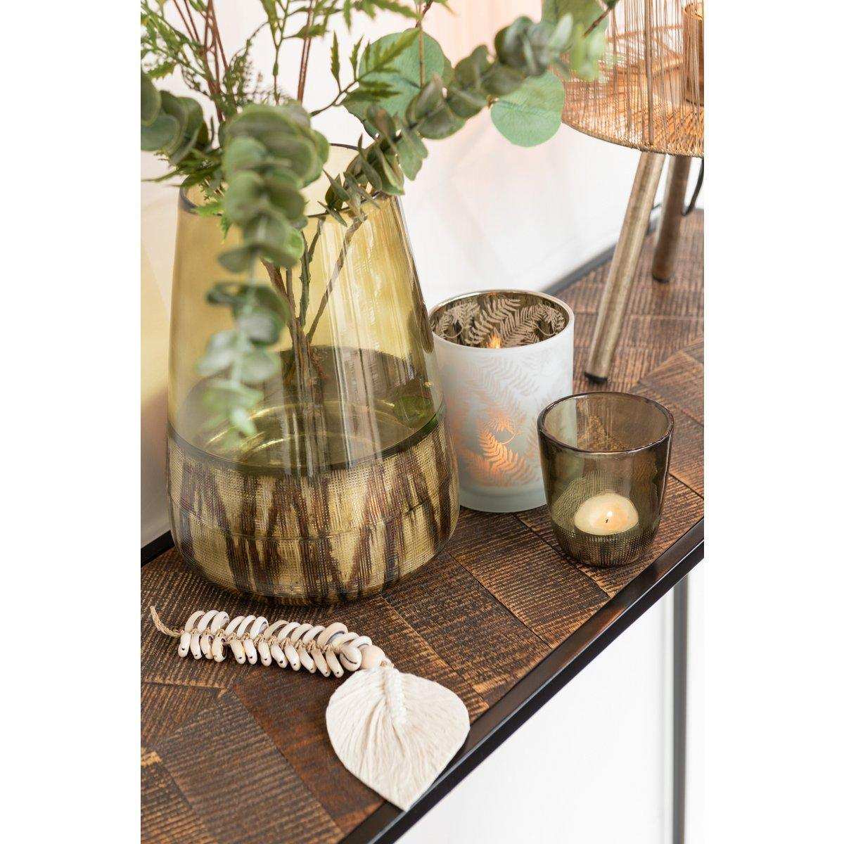 J-Line Teelichthalter Jaali Glass Green Small - HomeDesign Knaus