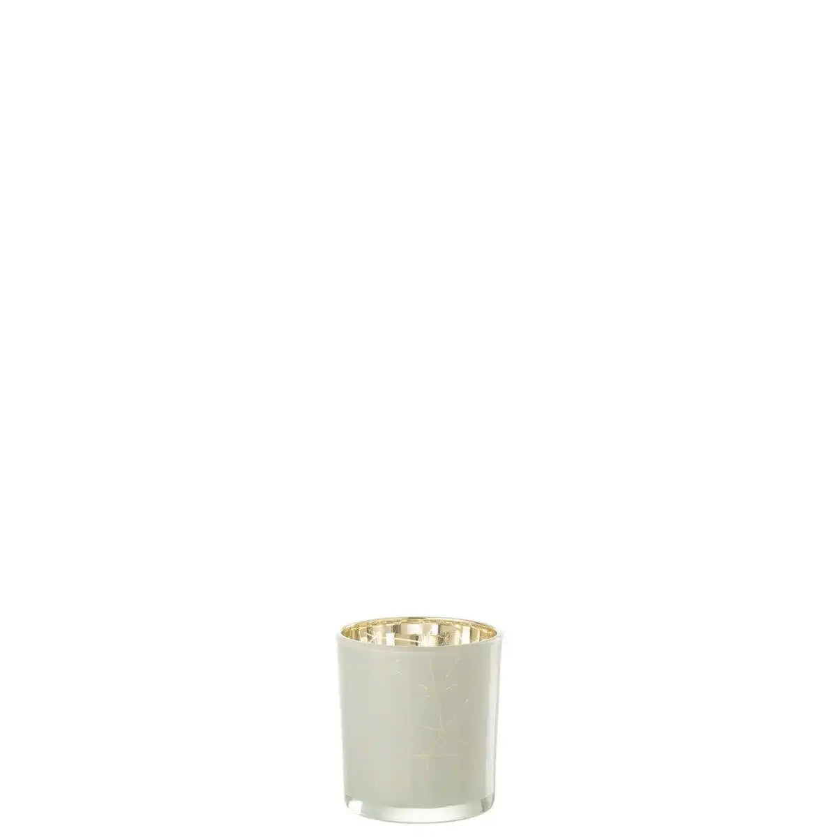 J-Line Teelichthalter Milano - Glas - Weiß/Gold - klein - - HomeDesign Knaus