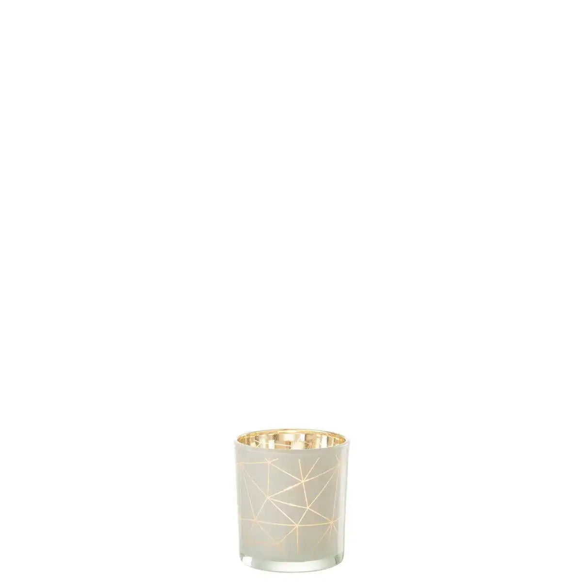 J-Line Teelichthalter Milano - Glas - Weiß/Gold - klein - - HomeDesign Knaus