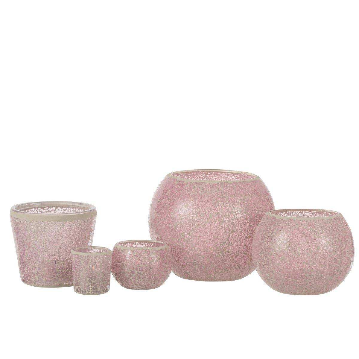 J-Line Teelichthalter Mosaik konisch – Glas – Rosa - HomeDesign Knaus