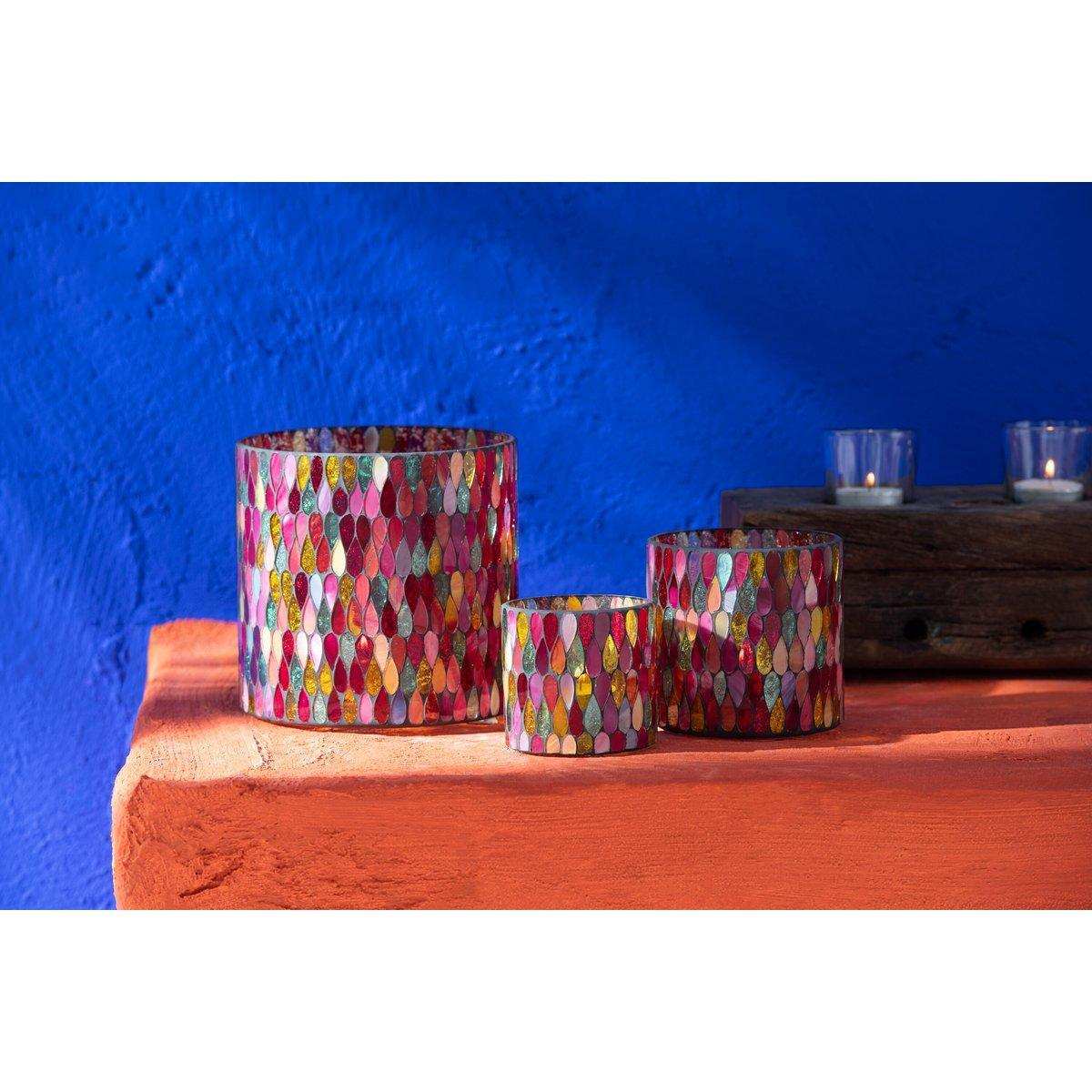 J-Line Teelichthalter Mosaik Tropfen Glas Mix Klein - HomeDesign Knaus