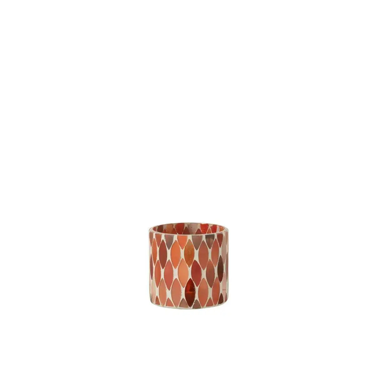 J-Line Teelichthalter Mosaikblatt Glas Rot/Orange Klein - HomeDesign Knaus