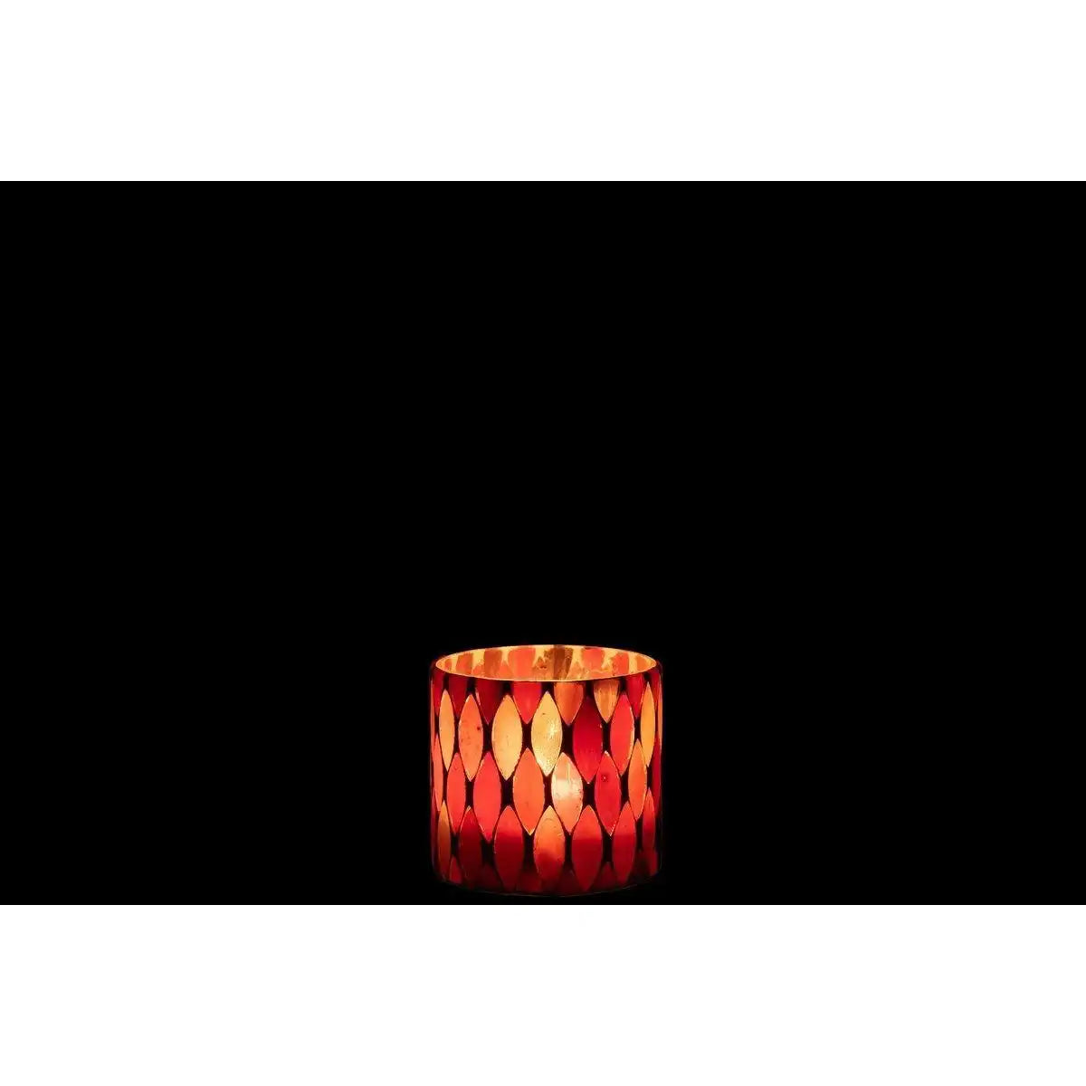 J-Line Teelichthalter Mosaikblatt Glas Rot/Orange Klein - HomeDesign Knaus