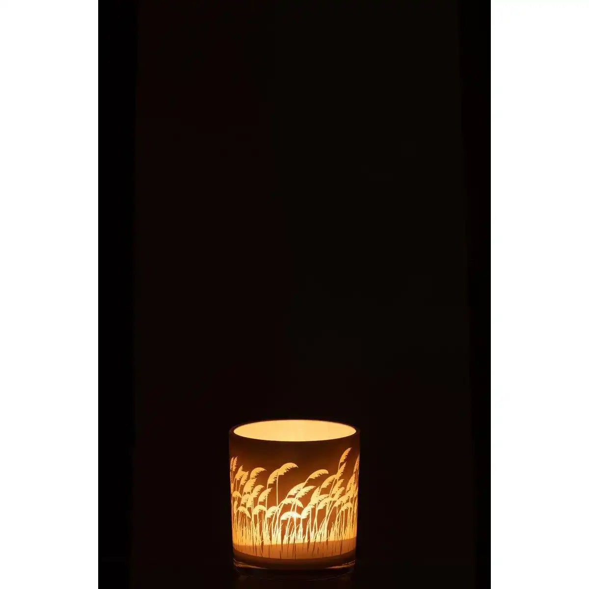J-Line Teelichthalter Pampas - Glas - Beige/Weiß - - HomeDesign Knaus