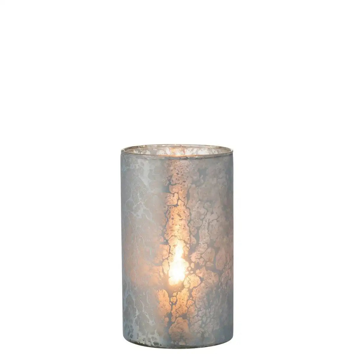J-Line Teelichthalter Rund – Glas – Schneeblau – groß - HomeDesign Knaus