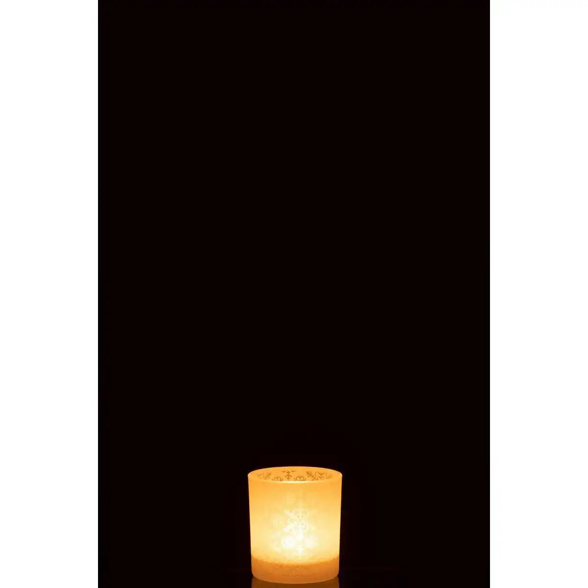 J-Line Teelichthalter Snow - Glas - Weiß - - HomeDesign Knaus