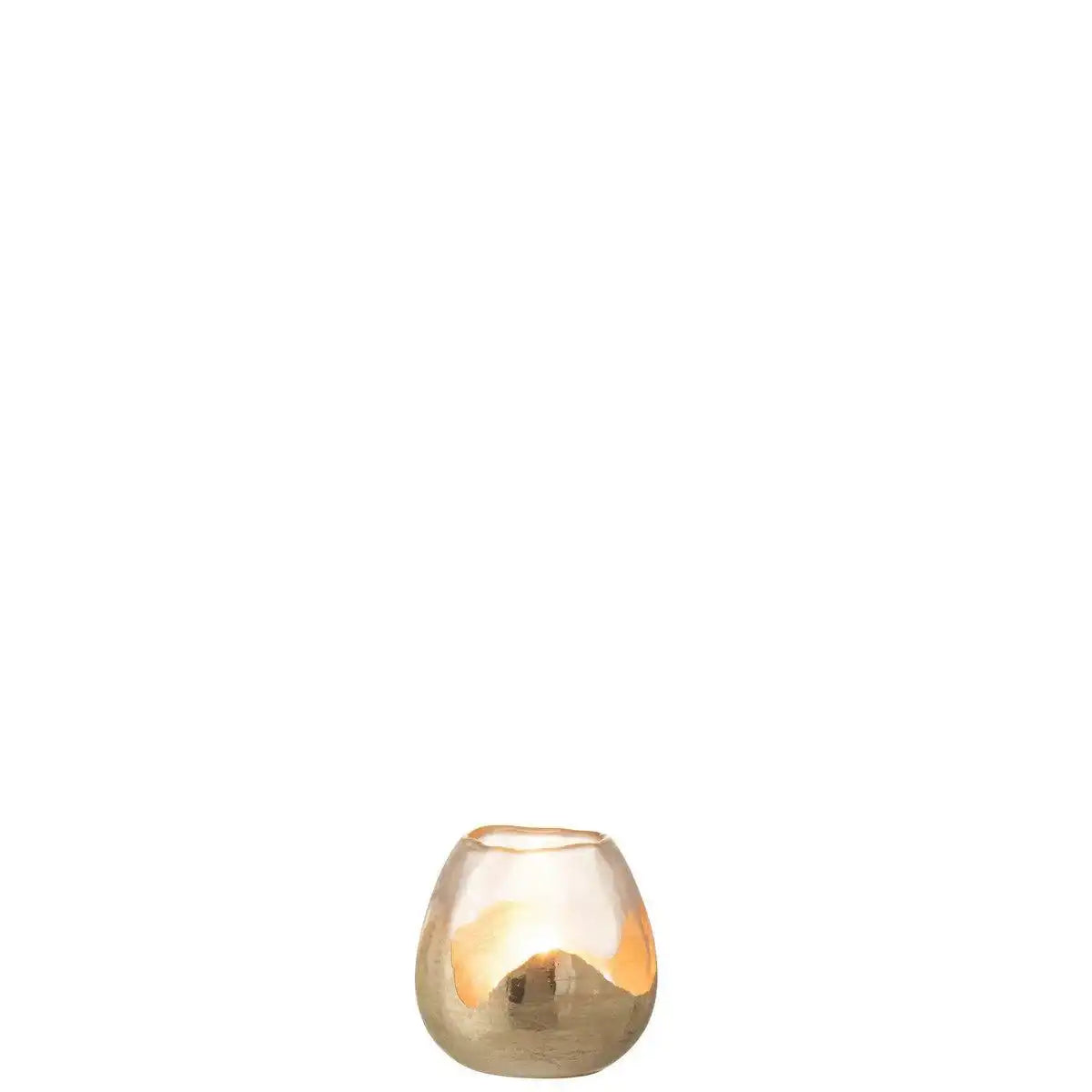 J-Line Teelichthalter Zoe Rundes Glas Gold Klein - HomeDesign Knaus
