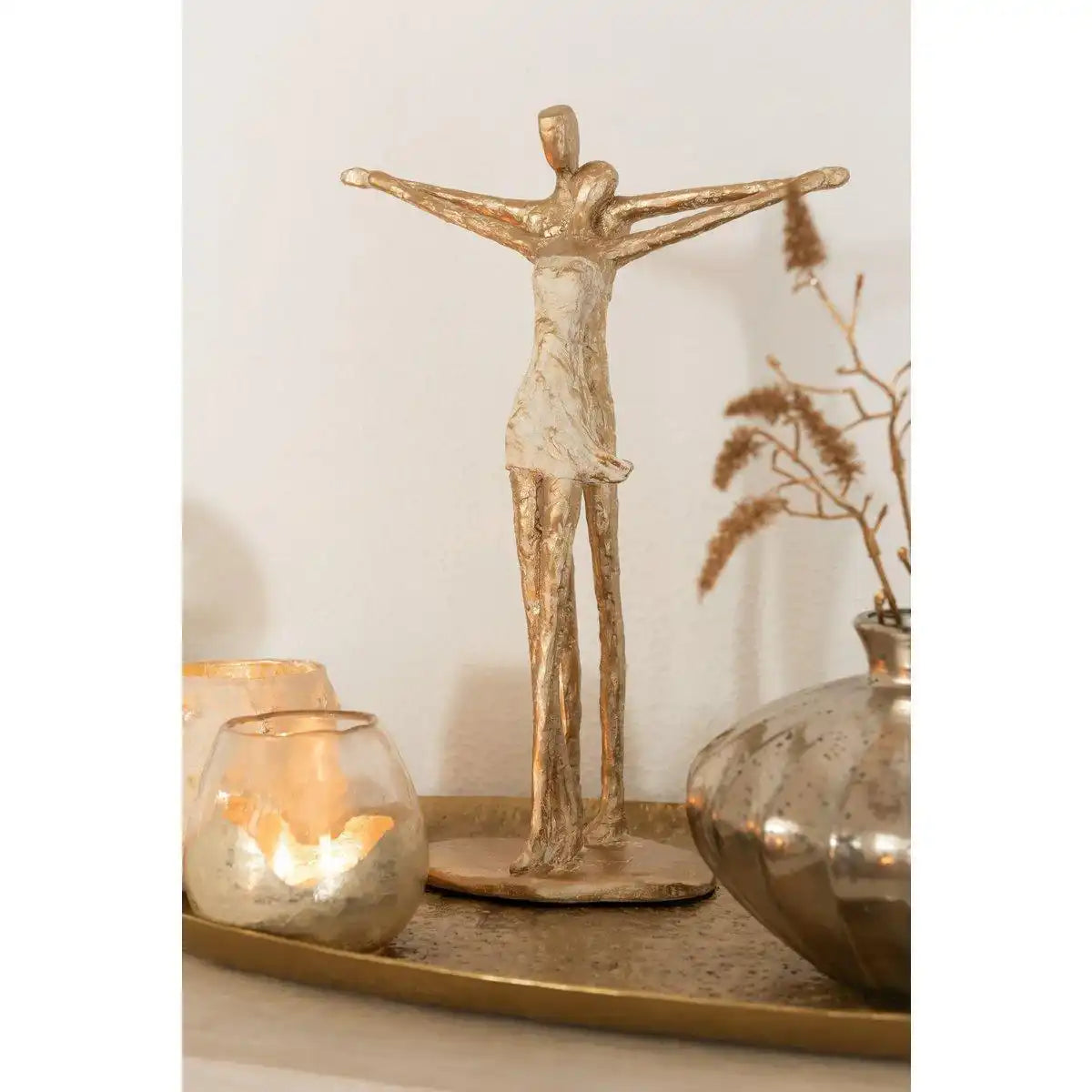 J-Line Teelichthalter Zoe Rundes Glas Gold Klein - HomeDesign Knaus