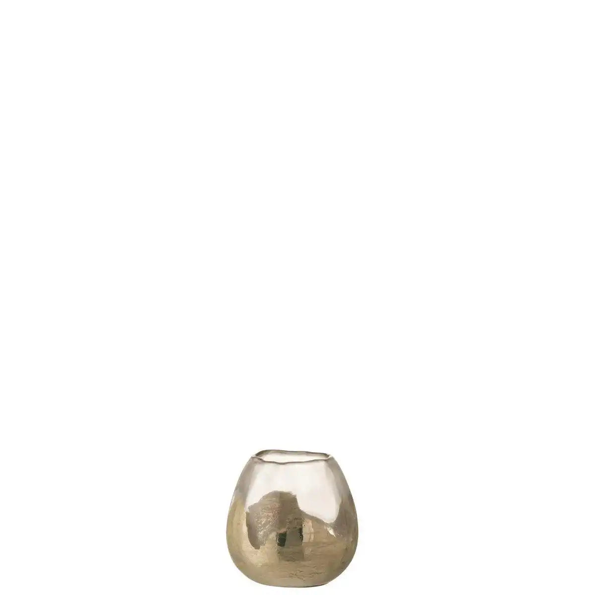 J-Line Teelichthalter Zoe Rundes Glas Gold Klein - HomeDesign Knaus