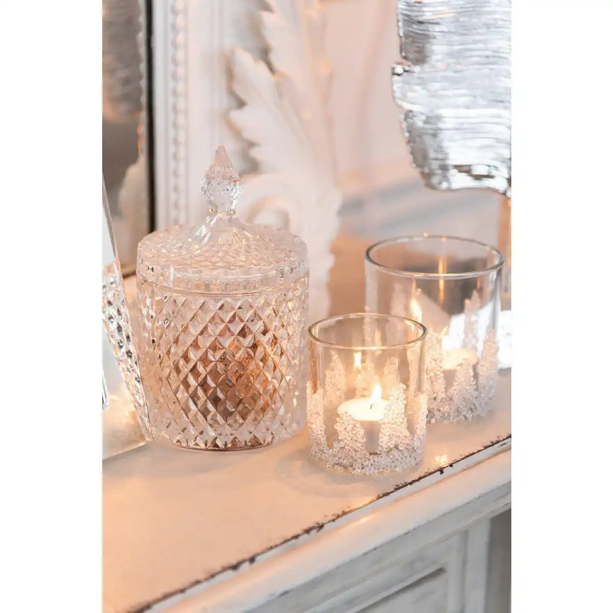 J-Line Teelichthalter, Zuckerboden, Glas, fertig, mittelgroß - HomeDesign Knaus