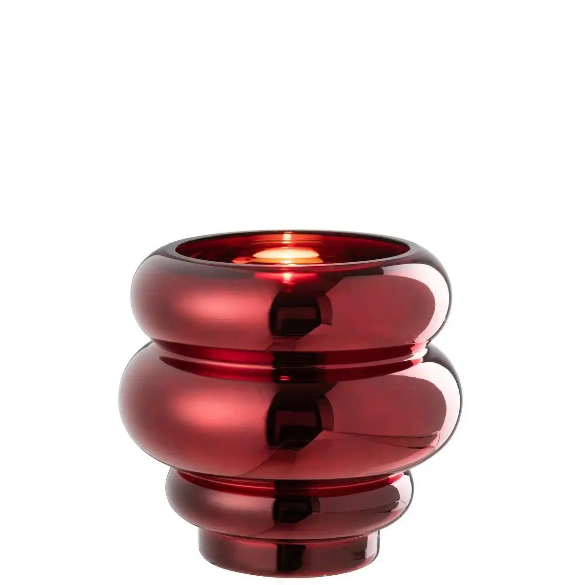 J-Line Teelichthalter/Vase Cléa Glas Dunkelrot - HomeDesign Knaus