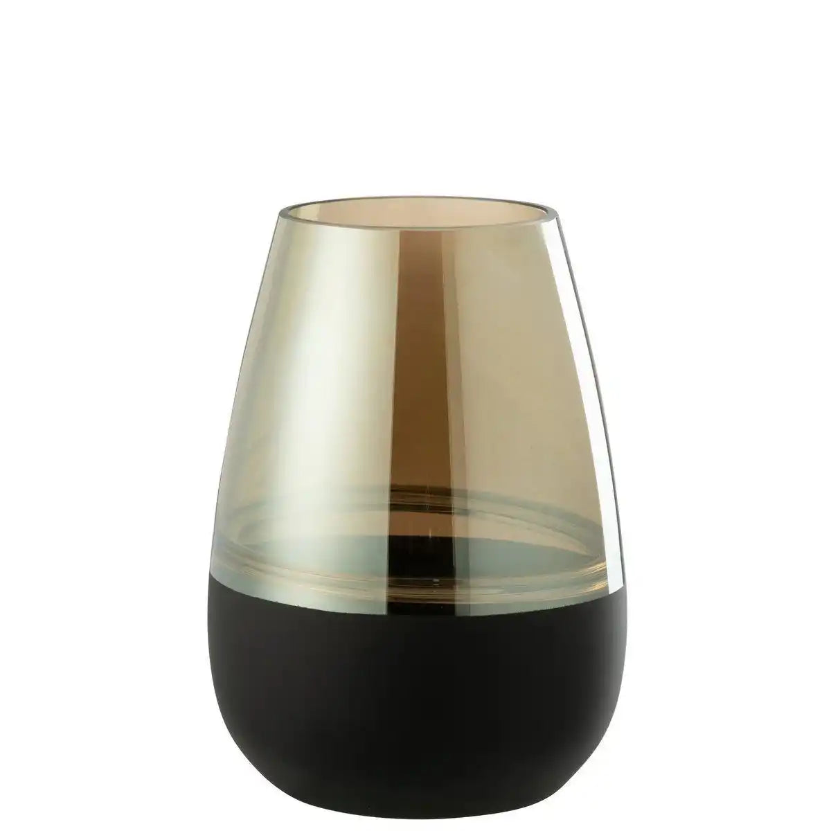 J-Line Teelichthalter/Vase Lines Glas Schwarz/Gold Groß - HomeDesign Knaus