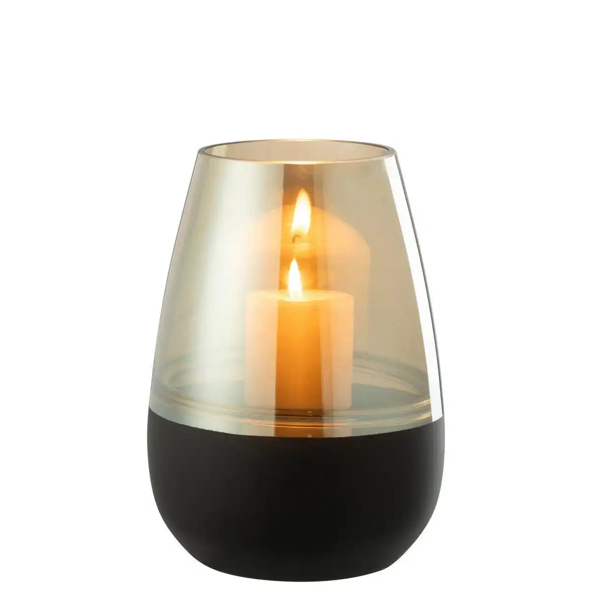 J-Line Teelichthalter/Vase Lines Glas Schwarz/Gold Groß - HomeDesign Knaus
