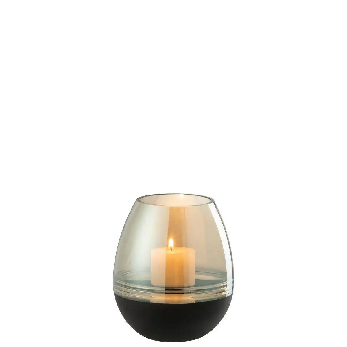 J-Line Teelichthalter/Vase Lines Glas Schwarz/Gold Klein - HomeDesign Knaus