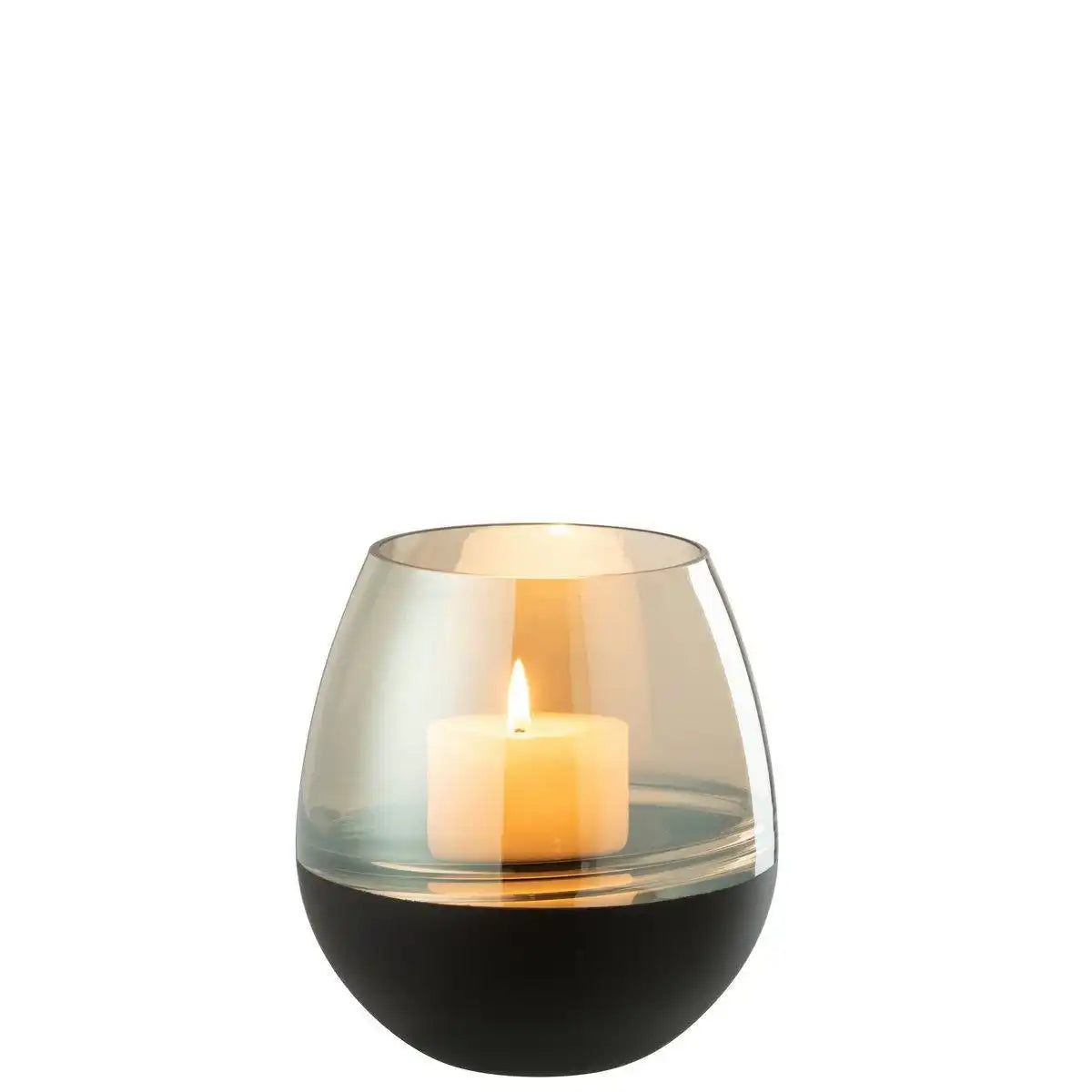 J-Line Teelichthalter/Vase Lines Glas Schwarz/Gold Medium - HomeDesign Knaus