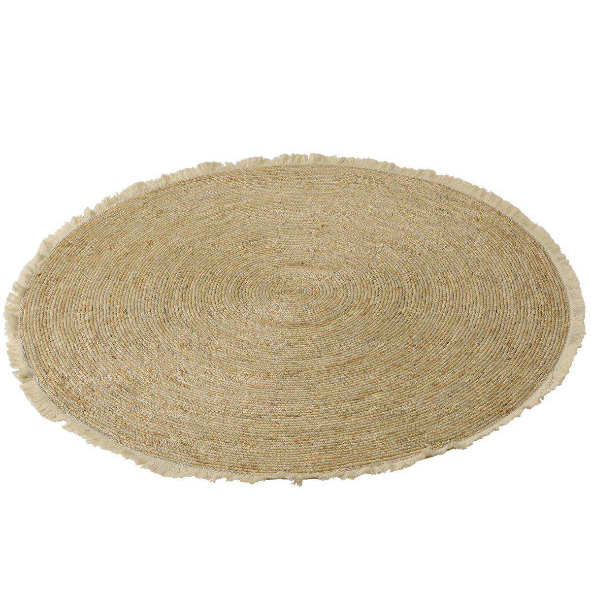 J-Line Teppich Quastenband – Jute/Baumwolle – Beige/Weiß - HomeDesign Knaus